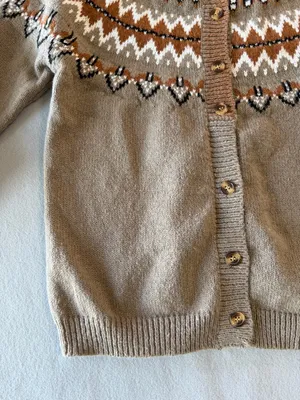 Women’s Cardigan Button Up Tan and Brown Sweater Size S #260880 thumbnail 4