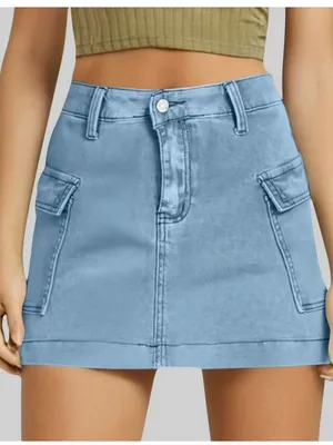 Daisy‎ Light Blue Denim Skirt with Yellow Brand Tag thumbnail 1
