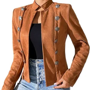 Rust colored faux Suede Military Field Jacket Tan Size M thumbnail 1