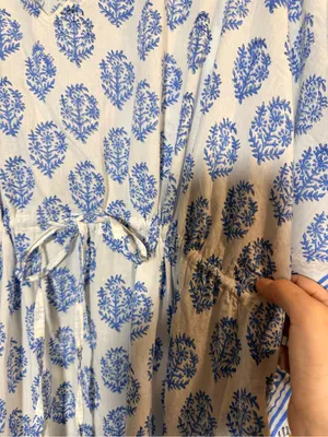 Summerhouse Womens White and Blue Block Print Caftan Cover Up Swim Vacation OS thumbnail 5