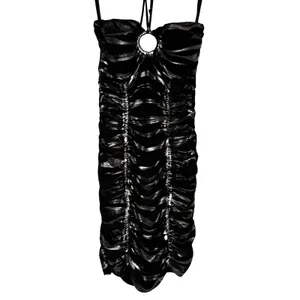 Body Central Vintage Y2K S Little Black Halter Dress Ruched Mini Going Out Cocktail USA‎ Made thumbnail 7