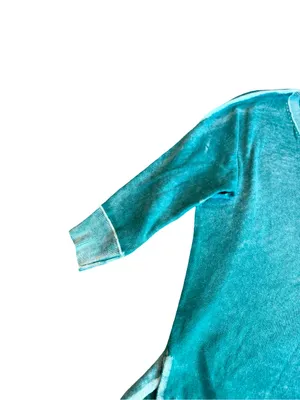 Sundance Teal Mint Trim V Neck Cotton Sweater Sleeve Oversized Medium Women's thumbnail 4