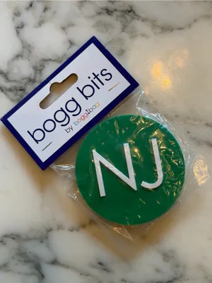 NWT Bogg Bag Bogg Bits NJ Initial Monogram Charm Green White Rare thumbnail 1