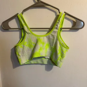 Womens Neon Tie Dye Ribbed Sports Bra Athletic Workout Top thumbnail 2