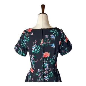 Eva Rose Dress Women Small Black Floral Fit And Flare‎ Midi Boho Cottage Retro thumbnail 4