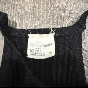 essentials by Full Tilt Black Ribbed High Neck Cropped Tank Top thumbnail 3