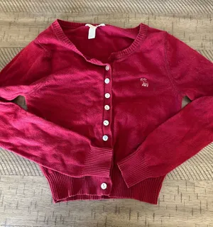 Vintage Y2K Abercrombie & Fitch Red Cashmere Blend Cardigan/Women's XS Tagged M thumbnail 1