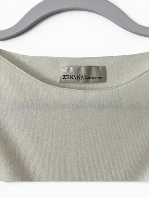 Zenana Longsleeve Cream and Navy Striped Boatneck Sweater thumbnail 4