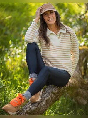Carve Designs Clara Fleece Pullover in Birch Even Stripe thumbnail 1
