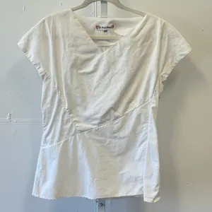 Le Sarte Pettegole White Cotton Blend V-Neck Wrap Blouse‎ Made in Italy Size 46 thumbnail 1