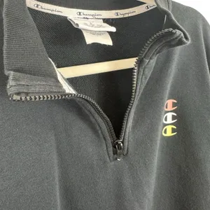 Champion‎ Black Cotton Blend 1/4 Zip Mock Neck Pullover Sweatshirt Size L thumbnail 3