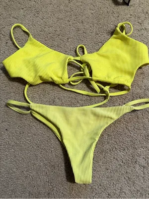 Frankie’s Bikinis Willa ribbed bikini set neon yellow thumbnail 2