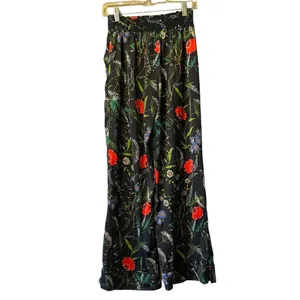 Aerie Pants‎ Women’s Size Small Blue Red Floral Polyester Pockets Lounge thumbnail 2
