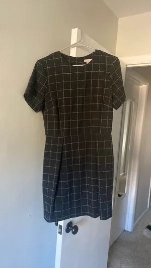 H&M Black Grid Textured Dress thumbnail 3