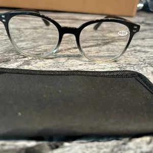 Stylish Black and Clear Reading Glasses with Case .50 includes soft case thumbnail 7