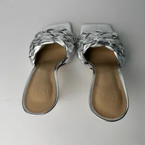 Marc Fisher leather Silver Woven Heeled sandals thumbnail 6