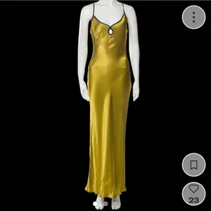 Commense mustard yellow green satin effect cutout backless strap tie maxi dress thumbnail 2