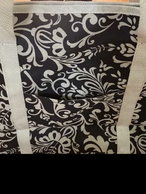New Direction black & ivory printed canvas tote thumbnail 2