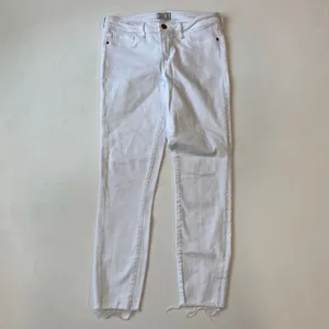 Abercrombie White Jeans 27L Harper Ankle High Rise Raw Hem thumbnail 2