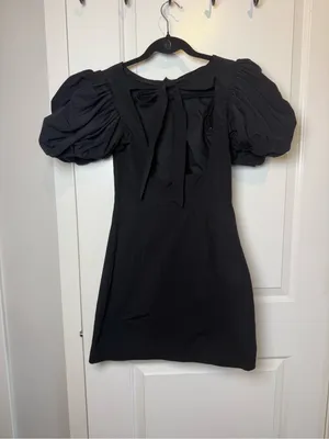 Topshop Black Puff-Sleeve Mini Dress thumbnail 3