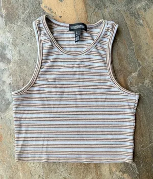 SWS Essentials Striped Crop Top Women's Size Large Comfy Casual thumbnail 1