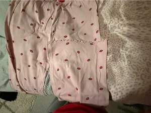 Love peace and lazy days strawberry and rose pjs thumbnail 4