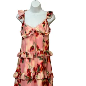 Runaway The Label Pink Floral Tulip Ruffle Tiered Corset Maxi Dress PO-4014 L thumbnail 5