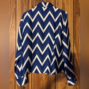 Ralph Lauren Blue and White Chevron Button Down Shirt thumbnail 2