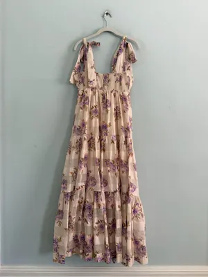 Zimmermann Rosa Striped Lilac Rose Picnic Dress Cotton Silk Maxi thumbnail 7