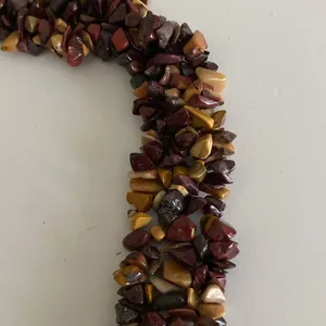 Agate Jasper collar necklace Multicolor natural stone nugget beaded cluster EUC thumbnail 8