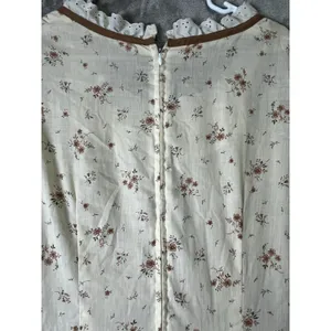Vintage Homemade Prairie Floral Maxi Dress Cream Lace Ruffle Cottagecore Large thumbnail 4