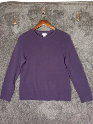L.L. Bean Womens Crewneck Cashmere Purple Sweater Long Sleeve Size Medium thumbnail 3