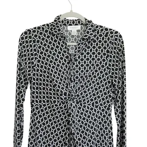 Motherhood‎ Maternity Size Small Shirt Dress Black White Geometric Twist Front thumbnail 4