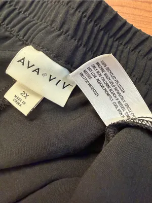 Ava & Viv Black Crepe Wide Leg Pants Women’s Plus Size 2X Elastic Waist Flowy thumbnail 7