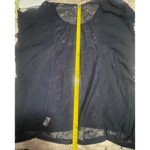 Free People Navy Blue Sheer Lace Mesh Point Desprit Boho Kimono Top Medium‎ thumbnail 9