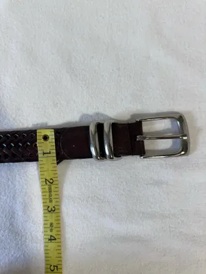 Perry Ellis Portfolio Belt Mens 40 Brown Braided Leather Silver Buckle Preppy thumbnail 11