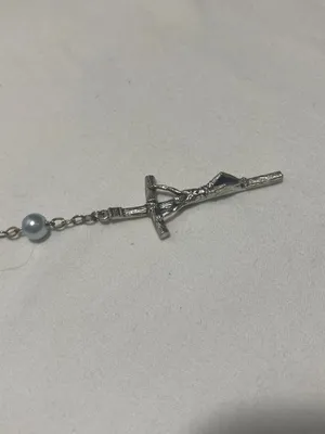 Vintage Basilica San Pietro Blue Faux Pearl Rosary Italy Catholic Prayer Beads thumbnail 5