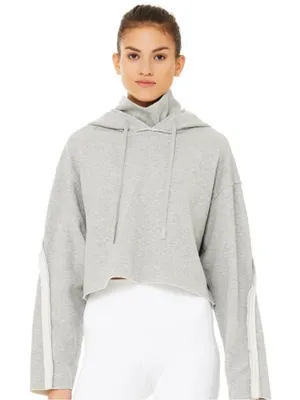 Alo Yoga Effortless Gray Cropped Hoodie thumbnail 1