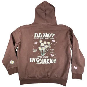 Women's Dandy Worldwide Make A Wish Oversized Lux Hoodie Large Chocolate Brown thumbnail 2