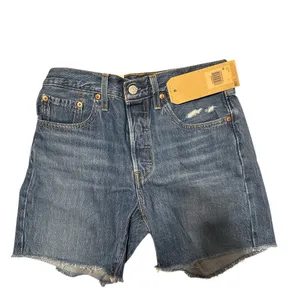 Levi's 501 Blue Jean Shorts with Frayed Hem and Distressed Look thumbnail 5