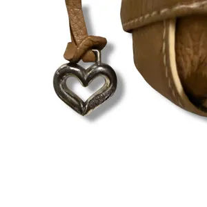 Vintage‎ BRIGHTON Leather Latte Vivica Zip Top Hobo Bag w/Silvertone Accents thumbnail 3