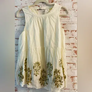 Anthropologie Cream and Gold Embellished Blouse thumbnail 2