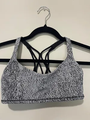 Lululemon Free To Be Zen Bra Power Luxtreme Spray Jacquard White Black Size 6 thumbnail 3
