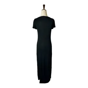 C&C California Dress Women‎ XS Black Short Sleeve Scoop Neck Tee Maxi Lounge thumbnail 3