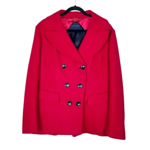 Banana Republic Peacoat Women’s XL Red Wool Cashmere Double Breasted Classic thumbnail 12