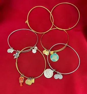 Alex and Ani Bangle Bracelet Lot 6pc‎ Nautical Lobster Fish Anchor Gold Silver thumbnail 1