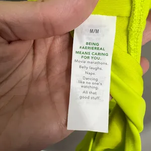 Aerie NWT Neon Green Jacquard Cut Out String One Piece Swimsuit Size Med thumbnail 4