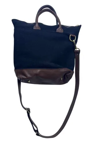 R.Riveter Black Canvas & Brown Leather Crossbody‎ Tote Bag American Handmade thumbnail 1