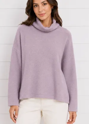 Aerie lavender cowl neck waffle knit sweater size small thumbnail 1
