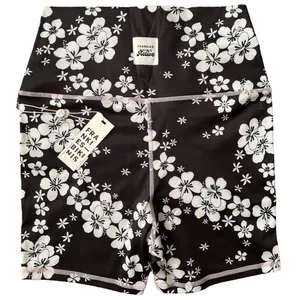 Frankies Bikinis Black Floral Print Bike Shorts Shorts, M thumbnail 5